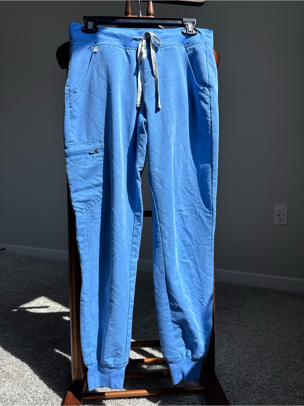FIGS Blue Jogger Pants Size S Stretch Utility Athleisure Drawstring Pockets